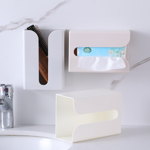 Traceless Stickers Paper Extraction Box Wall-Mounted Tissue Holder Creative Simple Plastic Multifunctional Tissue Box