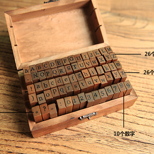 special offer wholesale korean style positive number + english letter seal wooden box seal （70 pieces）