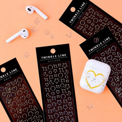 gilding material stickers cute label pvc self-adhesive nail stickers transparent golden edge silver stamping stickers wholesale