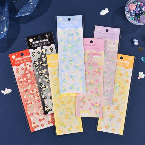 Chuntian Flower Series Journal Stickers Goka DIY Material Laser Colorful Cute Korean Stickers Water Cup Decoration