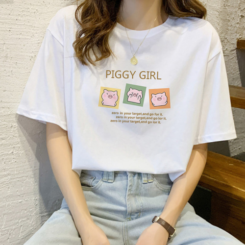 2022 summer korean style short sleeve t-shirt women‘s cotton loose student versatile white half sleeve t-shirt top clothes ins fashion