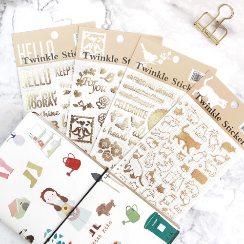 Creative Gilding Sticker journal Decoration Notebook Foil Gold Journal Stickers Notes Excerpts DIY 4 Single Persons
