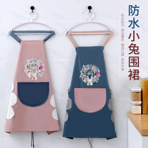 household long-sleeved apron female waterproof oil-proof cooking coverall adult kitchen fashion reverse wear work clothes