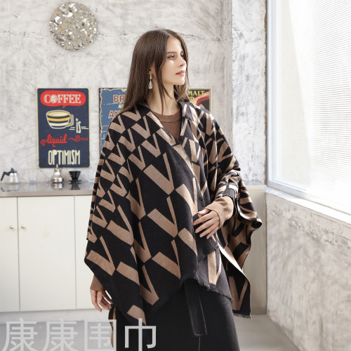 european and american spring and autumn new cashmere tassel talma oversized warm women‘s scarf shawl dual-use cloak