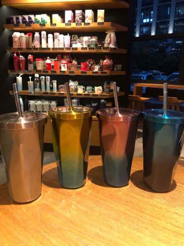 irregular double 304 stainless steel straw cup water cup ice cup coffee cup ice cream cup gift can be engraved