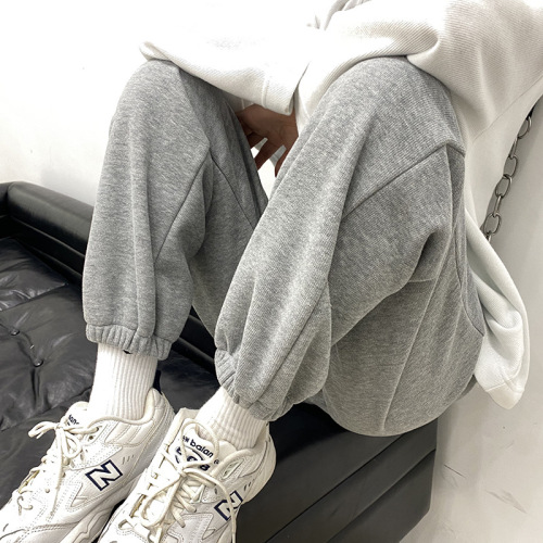 2022 New Gray Sports Pants Female Spring and Autumn Summer Loose Tappered All-Match Harem Small Casual Sweatpants