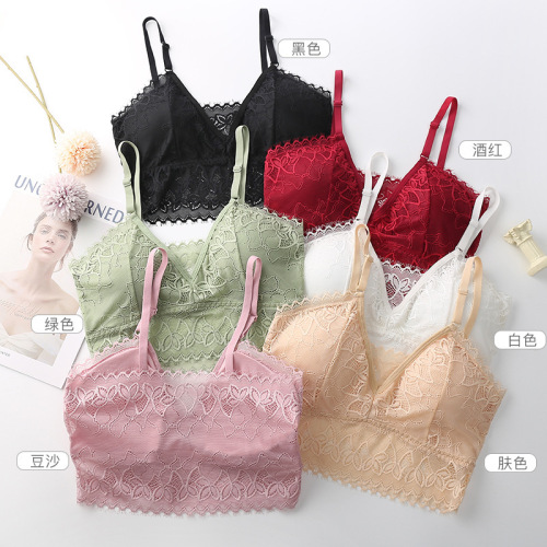 summer sexy lace underwear women‘s thin wireless small chest triangle cup bra lace girl student bra