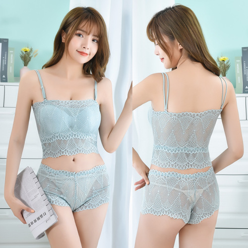 Cross-Border foreign Trade Lace Bra Sling Wrapped Chest Short Sexy Inner Wear Beauty Back Wireless Bandeau Small 