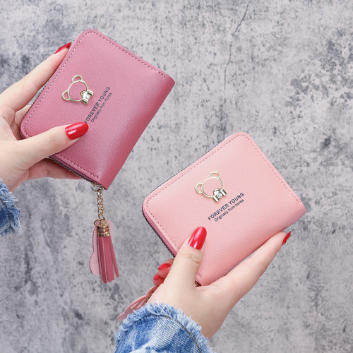 small wallet women‘s short wallet bear zipper coin purse fashion clutch