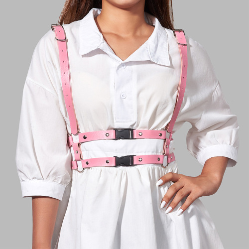 Gothic Style Punk Pink strap PU Leather Girdle Chest Strap Sling Body Strap Spot Wholesale 