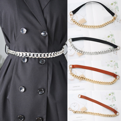 Korean Fashion Retro Suit Elastic Chain Waist Seal Design Sense Metal Chain Detachable Belt