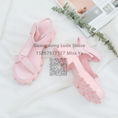 summer new women‘s sandals simple all-match guangzhou women‘s shoes handcraft shoes platform flat magic stick women‘s sandals