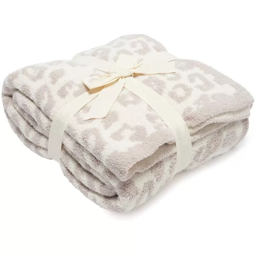 Blanket Children‘s Knitted Leopard Blanket plus Flannel Blanket Barefoot Leopard Blanket Barefoot Dream Cover Blanket