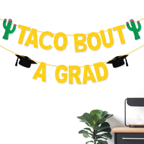 holiday party supplies graduation party decoration banner cactus graduation cap hat glitter latte art