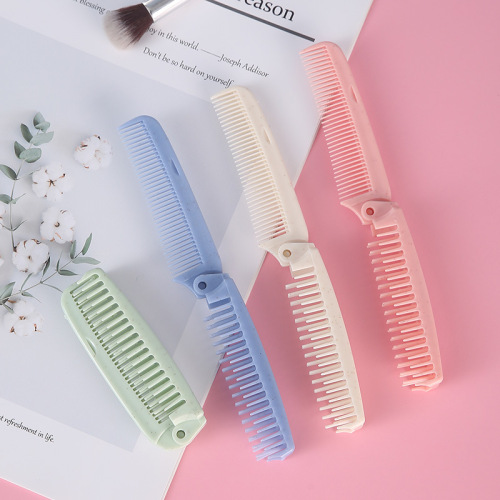 Wheat Straw Folding Makeup Comb Dense Tooth Hair Comb Travel Portable Children‘s Hair Comb Straight Hair Comb 