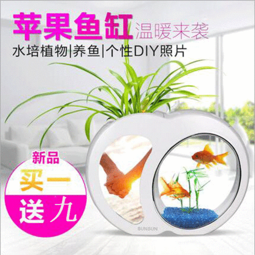 led small office desktop usb apple goldfish tank mini acrylic aquarium with filter diy plants