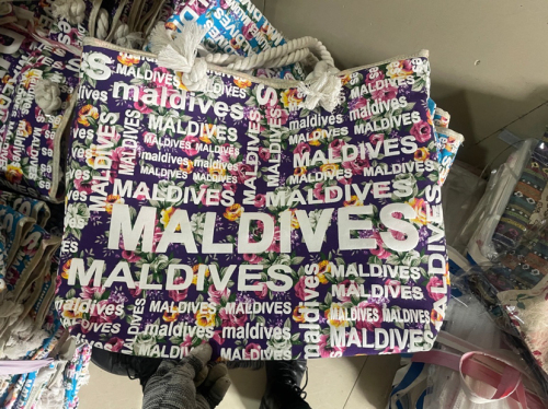 cross-border foreign trade export hemp rope canvas bag foam printing maldives shoulder bag beach shopping bag