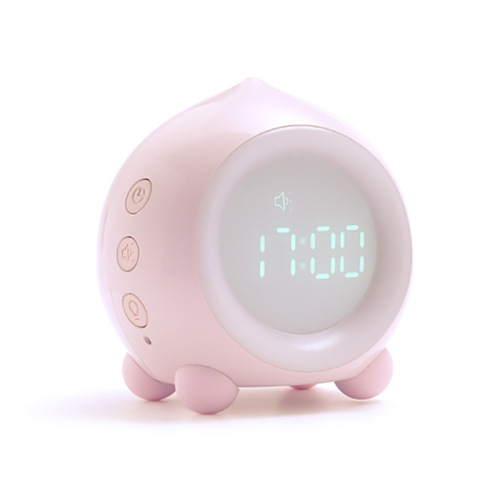 New Peach Fun Alarm Clock Small Night Lamp Timer Cartoon USD Charging Electronic Clock Pined Digital Sleeping Light