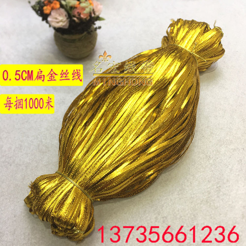 flat gold wire 0.5 cm0.6 thick film flat gold and silver wire straight edge belt flat gold and silver belt edge belt ethnic clothing accessories