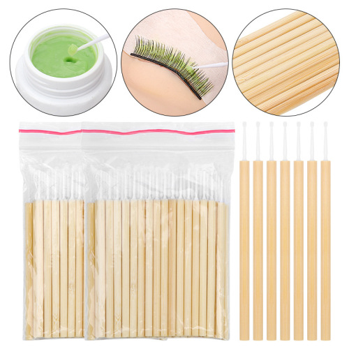 Wholesale Grafting Eyelash Cleaning Cotton Swab Tattoo Embroidery Bamboo Cotton Swab Makeup Remover Small Cotton Swab