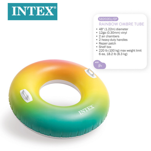 intex58202 rainbow swim ring children‘s handle swimming ring factory inflatable life buoy wholesale