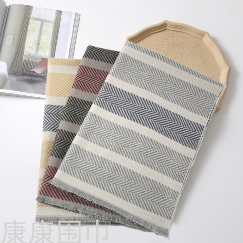 women‘s cashmere-like herringbone pattern warm scarf european and american new autumn and winter contrast color shawl scarf warm