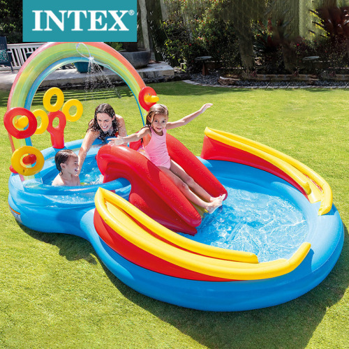 intex57453 eight-shaped rainbow slide park inflatable pool children‘s party inflatable recreation facilities