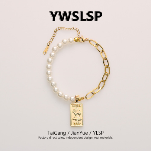 korean style personalized advanced pearl bracelet female ins special-interest design internet celebrity fashion temperament titanium steel bracelet bracelet