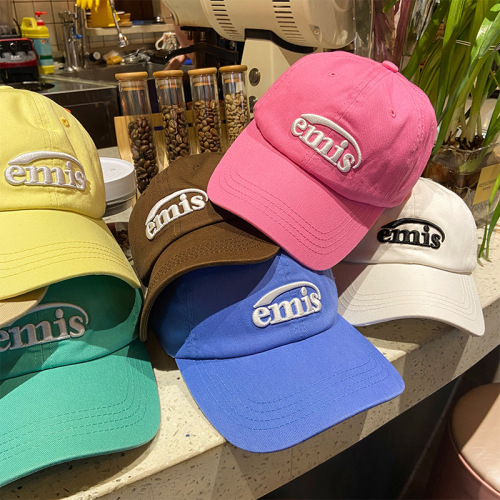 mint green peaked cap female spring and summer american fashion brand big face wide brim soft top letter embroidery sunshade stick