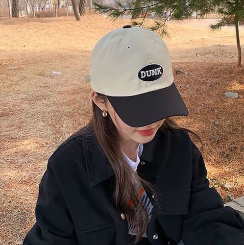 Baseball Cap for Women Spring and Summer New Style Face Covering Ins Fashion Korean Style All-Match Letter Color Matching Sun Protection Peaked Cap