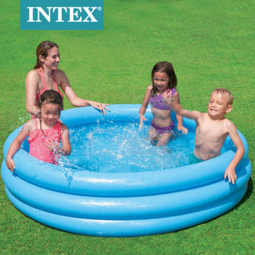 intex58446 children‘s family play inflatable toy crystal blue pool three-ring inflatable pool ocean ball pool