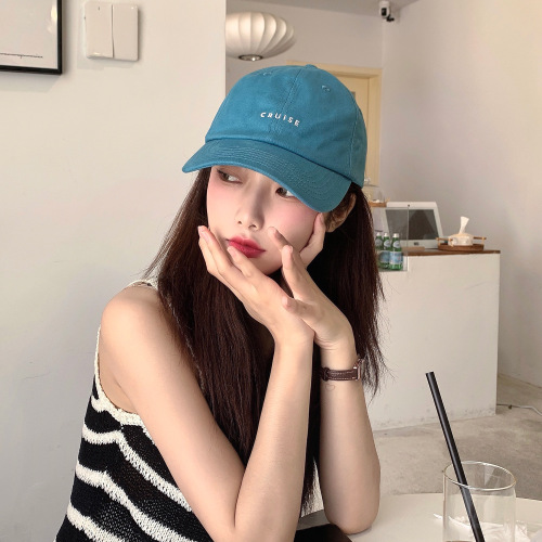 letters hat women‘s peaked cap summer thin korean style fashionable all-matching student net red style small face white stick