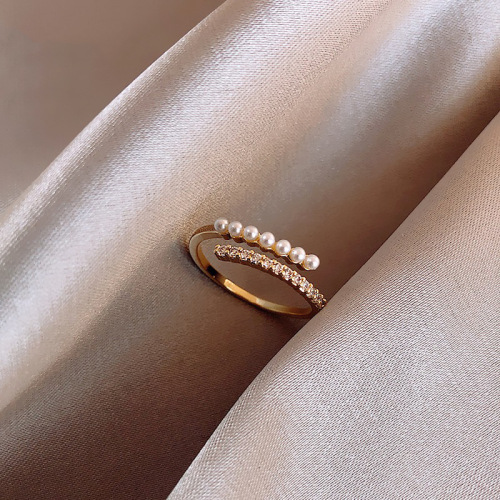 2023 new trendy pearl ring female niche high sense opening ring korean-style chic and unique