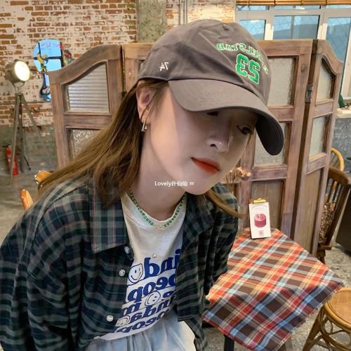 Qiqing Korean Style Gray Baseball Cap Female Spring and Summer Hat Male Couple Korean Style Soft Top Sports Peaked Cap Ins Fashion