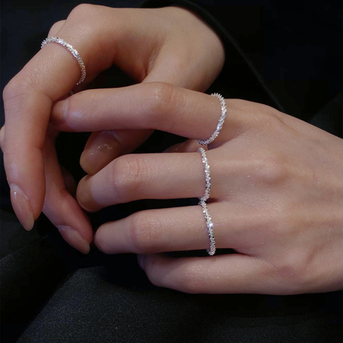 sparkling italian sterling silver ring ins niche light luxury shiny ring plain ring plain ring