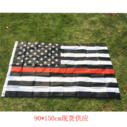 Cross-Border Supply Red Stripe American Flag 90*150cm4 US Independence Day Flag Polyester Fabrics