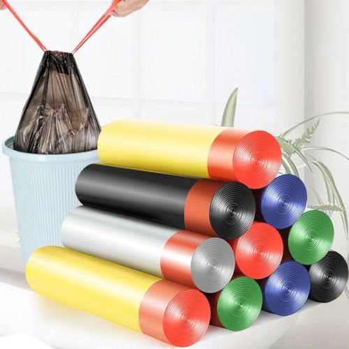 Drawstring Closing Garbage Bag Household Portable Thickened Affordable Kitchen Medium and Large Trash Can Plastic Bag