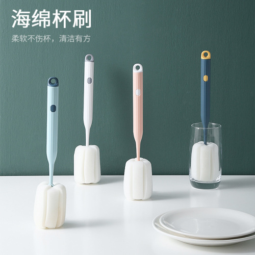 household sponge head cleaning cup brush wholesale long handle thermos cup brush set tea cup bottle cleaning brush