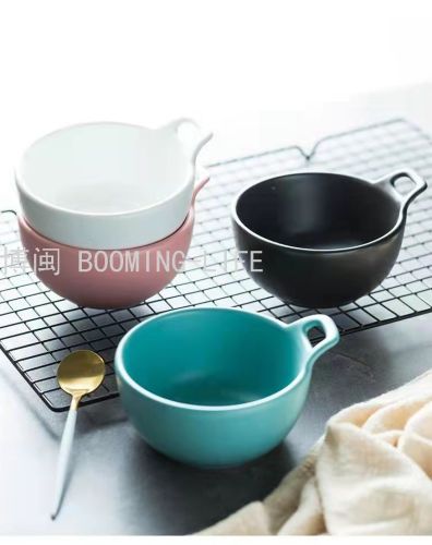 Single Ear Bowl Ceramic Bowl Plate Cup Dish Baking Tray