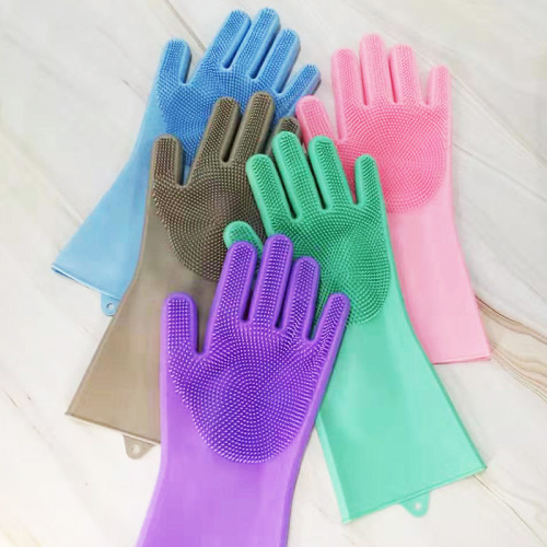 dishwashing gloves kitchen washing brush silicone cleaning gloves heat insulation wear-resistant kitchen household cleaning gloves