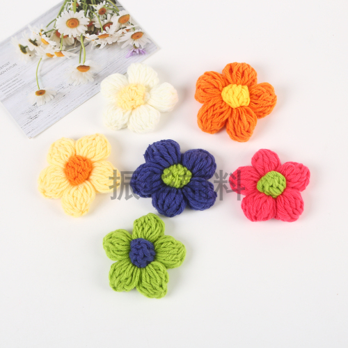 two-color knitted small flower diy clothes accessories clothing decoration accessories three-dimensional handmade flower styles