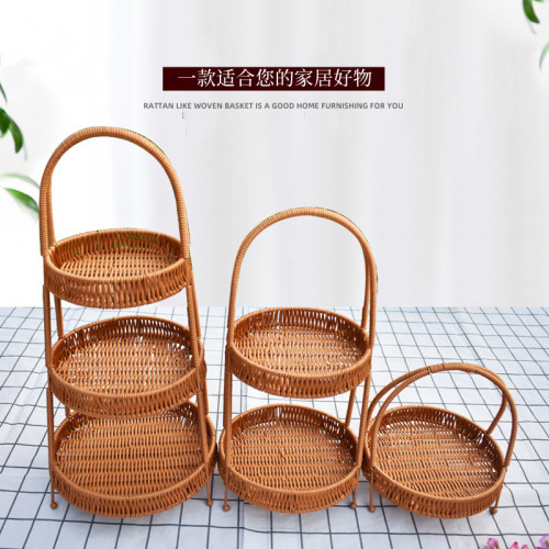 multi-layer rattan-like woven basket ktv hot pot restaurant snack basket rattan-like woven storage basket fruit plate