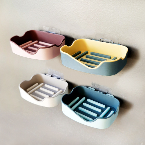 double-layer bathroom rack wall-mounted soap box seamless paste double-color draining soap box
