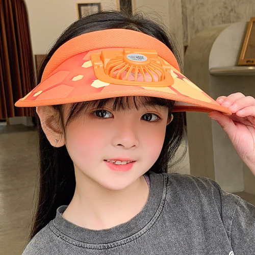 mulan yan children‘s sun protection hat girls summer air top sunhat baby boy with fan hat spring outing windproof