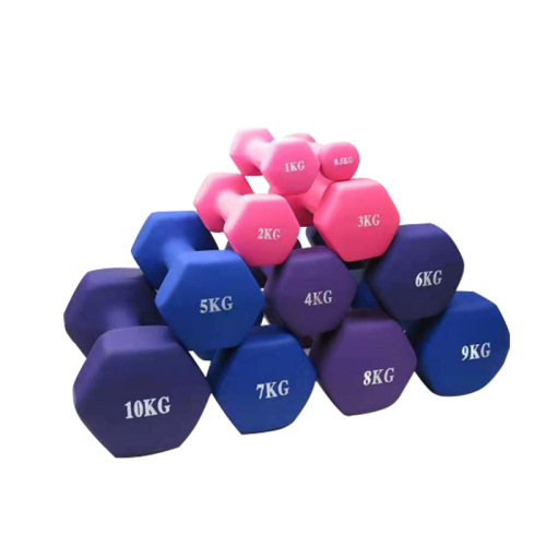 Hexagonal Plastic Coated Dumbbell Glossy Frosted Solid Cast Iron Dumbbell Home Fitness Equipment Unisex Color