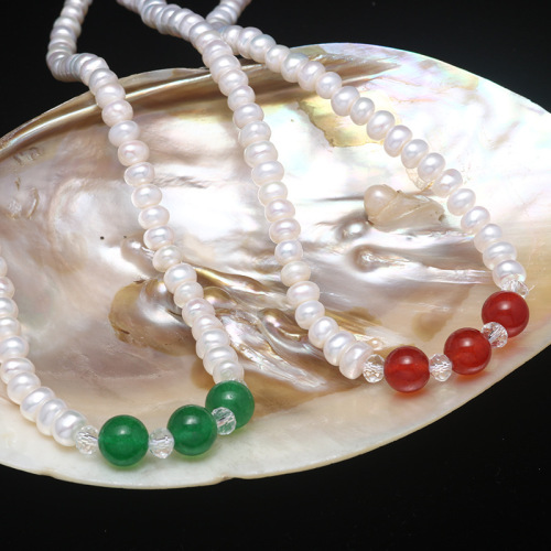 natural freshwater pearl agate necklace near round real pearl clavicle chain gift supply wholesale for mothers and elders