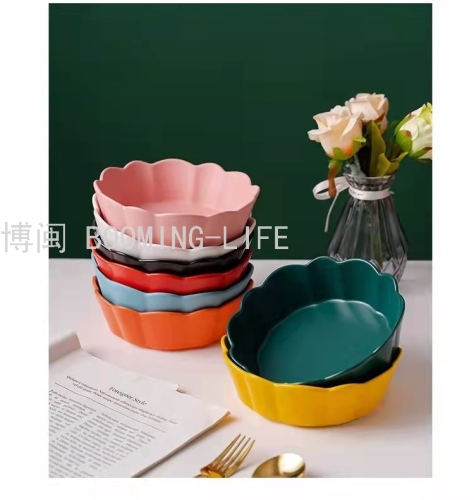 foreign trade medium lace bowl kitchen net red ceramic bowl plate cup and saucer baking tray