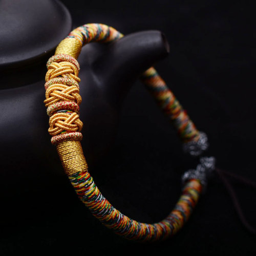dragon knot five-color streamer original ethnic style tibetan dragon boat festival five-color rope chinese knot bracelet braided bracelet for women