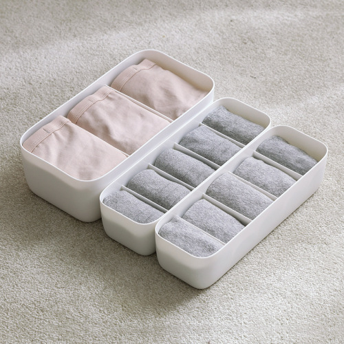 Multi-Grid Socks Storage Box Plastic Underwear Underwear Storage Box Desktop Drawer Finishing Box Stackable
