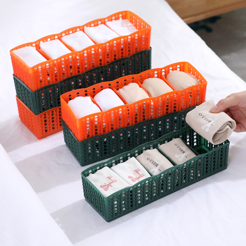 Stackable Underwear Storage Box Five-Grid Plastic Storage Box Drawer Socks Storage Multi-Grid Storage Box